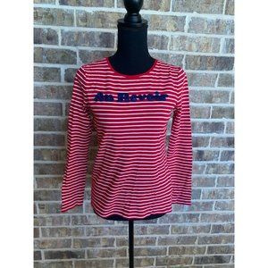 Talbots Small stretchy cotton red and white striped long sleeve t-shirt beaded